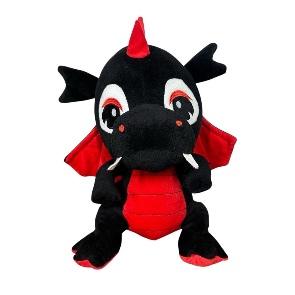 Dragon Black & Red 14"‎ Plush Stuffed Animal Rare Caravan Softoys Krakow Wings